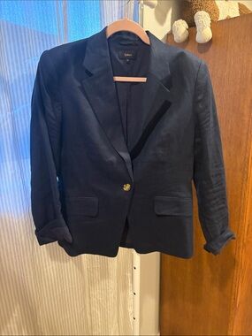 Quince Navy Single-Button Tailored Blazer